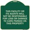 Signmission This Facility or Its Agents Will Not Be Responsible for Loss or Damage to Cars Parked, G-1818-22819 A-DES-G-1818-22819 - alternate 1